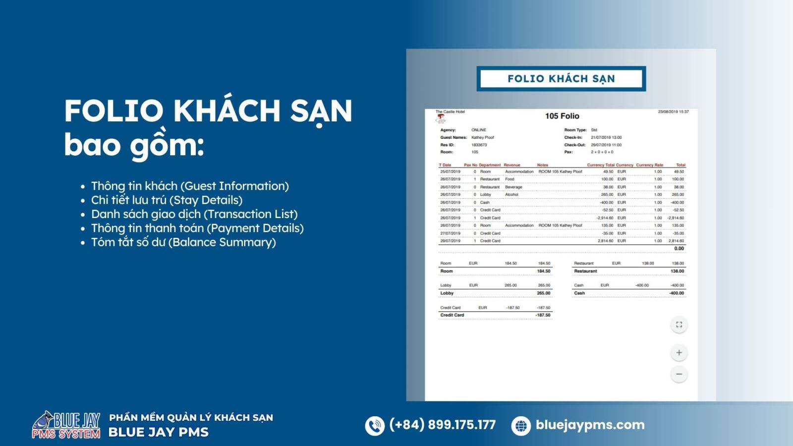 folio trong khách sạn là gì